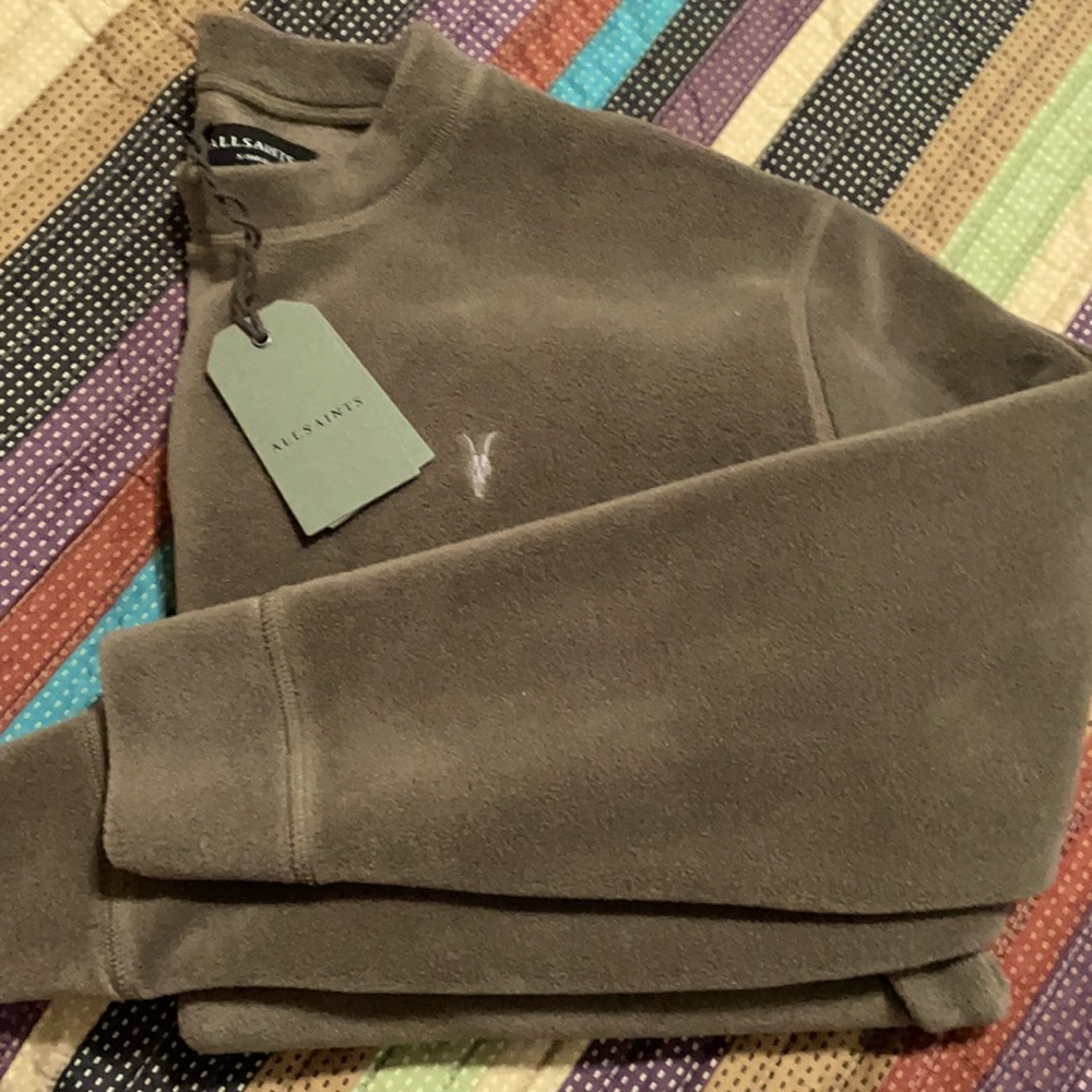 NWT ALL SAINTS Khaki Brown Crew Sweater - Picture 4 of 5